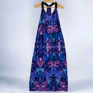 AQUA Multicolored Printed Maxi Dress Racer Back Purple Pink Blue Size XS